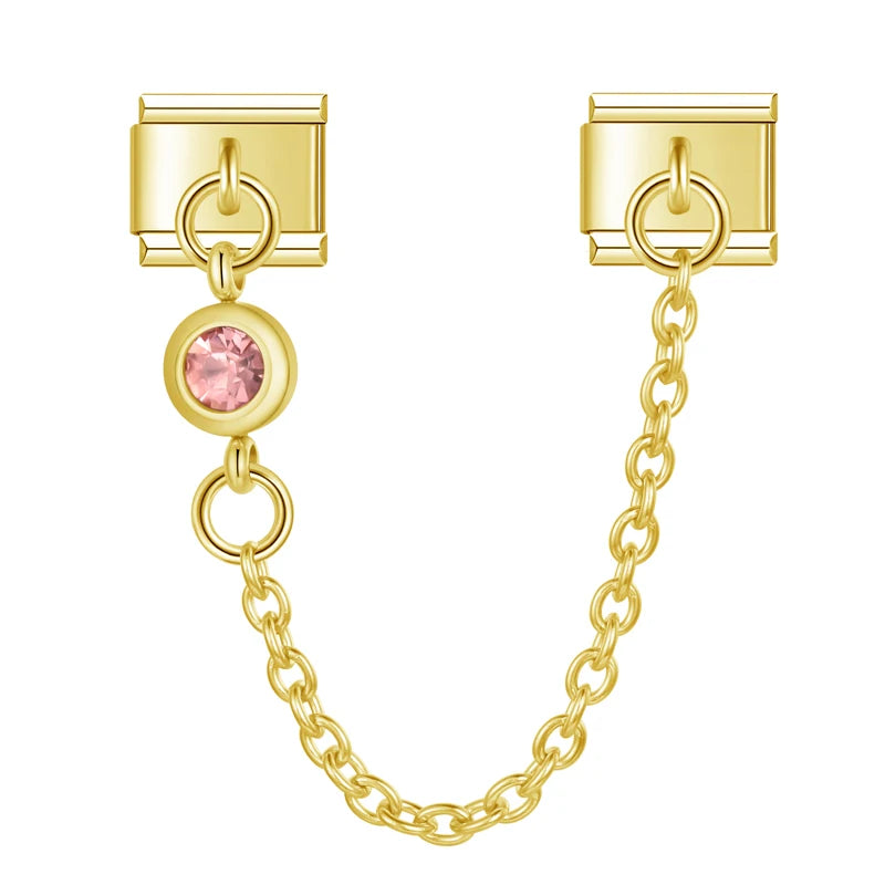 Charm doble con piedra rosa