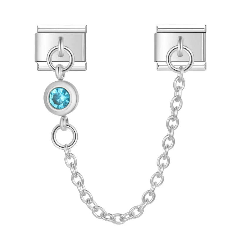 Charm doble plata con piedra turquesa