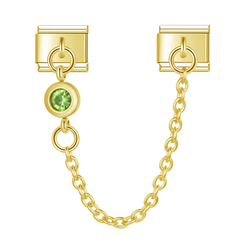 Charm doble con piedra verde